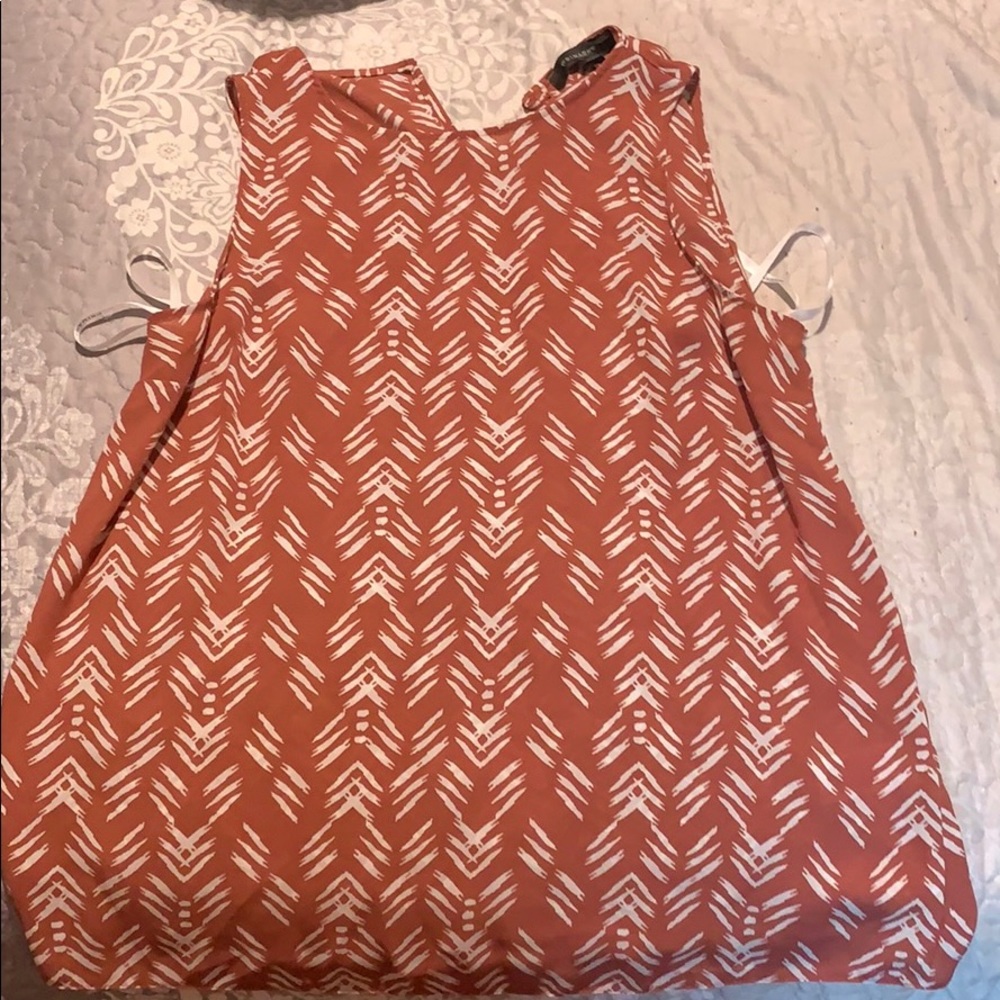 Salmon color blouse w/ white bohemian print